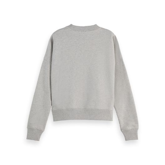Показвай детайлите за SCOTCH&SODA WOMEN'S CHEST ARTWORK RELAXED SWEATSHIRT IN LIGHT GREY MELANGE 2 - FanPoint Снимка на SCOTCH&SODA WOMEN'S CHEST ARTWORK RELAXED SWEATSHIRT IN LIGHT GREY MELANGE 2