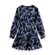 Снимка на SCOTCH&SODA WOMEN'S SCALLOP TRIM LONG SLEEVE MINI DRESS IN RIBBON NAVY AOP 2