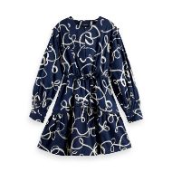 Снимка на SCOTCH&SODA WOMEN'S SCALLOP TRIM LONG SLEEVE MINI DRESS IN RIBBON NAVY AOP 1