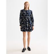 Снимка на SCOTCH&SODA WOMEN'S SCALLOP TRIM LONG SLEEVE MINI DRESS IN RIBBON NAVY AOP 4