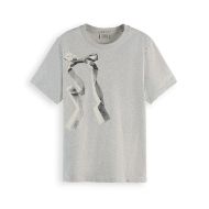 Снимка на SCOTCH&SODA WOMEN'S ARTWORK REGULAR FIT T-SHIRT IN LIGHT GREY MELANGE 1