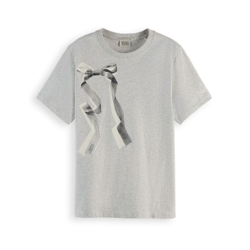 Снимка на SCOTCH&SODA WOMEN'S ARTWORK REGULAR FIT T-SHIRT IN LIGHT GREY MELANGE