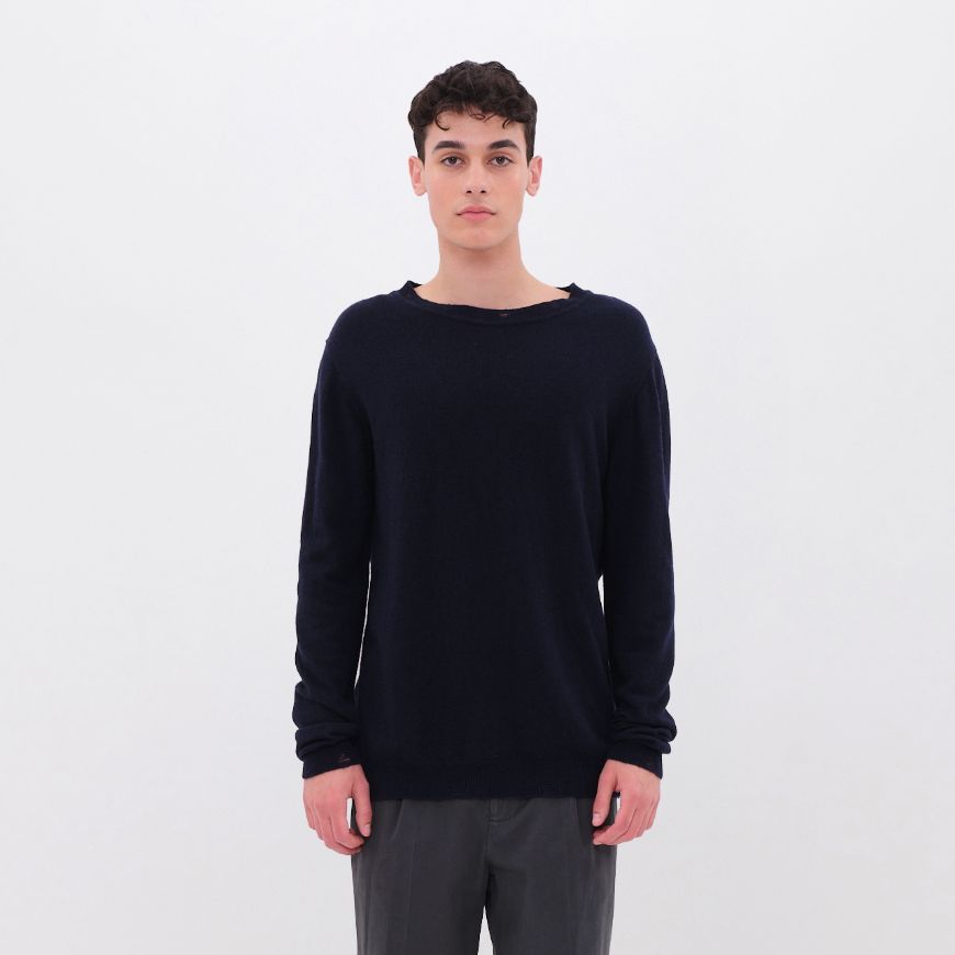 Снимка на DIRTY LAUNDRY МЪЖКИ ПУЛОВЕР CREWNECK WITH DESTROYS В ТЪМНОСИНЬО