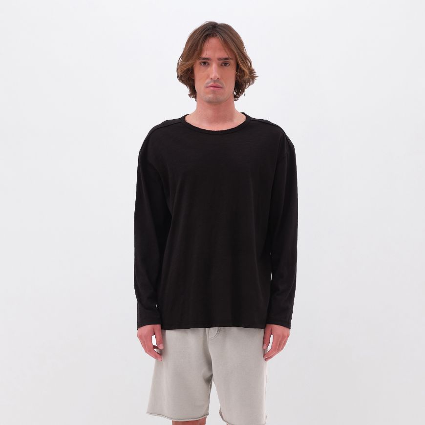 Снимка на DIRTY LAUNDRY МЪЖКА БЛУЗА OVERSIZED LONGSLEEVE WITH RAW EDGES В ЧЕРНО
