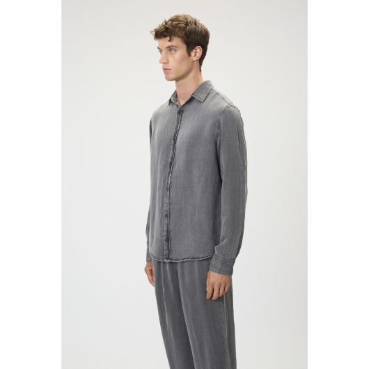 Show details for DIRTY LAUNDRY MEN'S TENCEL LINEN SHIRT IN VINTAGE GREY 2 - FanPoint Picture of DIRTY LAUNDRY MEN'S TENCEL LINEN SHIRT IN VINTAGE GREY 2