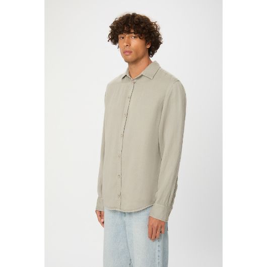 Show details for DIRTY LAUNDRY MEN'S TENCEL LINEN SHIRT IN VINTAGE GREIGE 2 - FanPoint Picture of DIRTY LAUNDRY MEN'S TENCEL LINEN SHIRT IN VINTAGE GREIGE 2