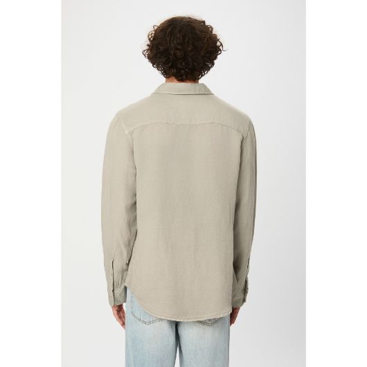 Show details for DIRTY LAUNDRY MEN'S TENCEL LINEN SHIRT IN VINTAGE GREIGE 3 - FanPoint Picture of DIRTY LAUNDRY MEN'S TENCEL LINEN SHIRT IN VINTAGE GREIGE 3