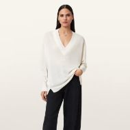 Снимка на ALLSAINTS ДАМСКИ ПУЛОВЕР BERN PANEL V NECK В БЯЛО 1