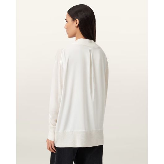 Показвай детайлите за ALLSAINTS ДАМСКИ ПУЛОВЕР BERN PANEL V NECK В БЯЛО Снимка на ALLSAINTS ДАМСКИ ПУЛОВЕР BERN PANEL V NECK В БЯЛО