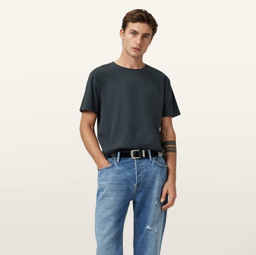 Picture of ALLSAINTS MEN'S BODEGA SHORT SLEEVE CREW T-SHIRT IN SUNIL BLUE