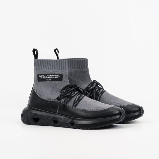 Show details for KARL LAGERFELD MEN'S K/KITE RUN HI SOCK BOOT IN DK GREY KNIT TEXTILE W/BLACK 2 - FanPoint Picture of KARL LAGERFELD MEN'S K/KITE RUN HI SOCK BOOT IN DK GREY KNIT TEXTILE W/BLACK 2