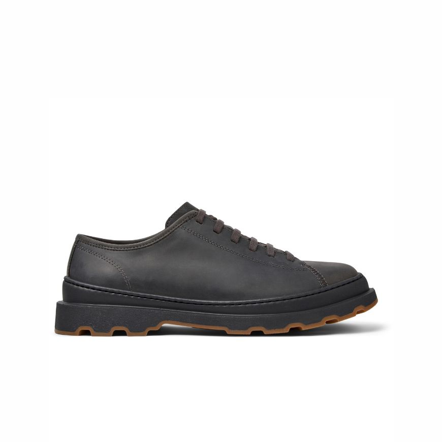 Picture of CAMPER MEN'S BRUTUS LOW LEATHER SHOES IN DARK GREY