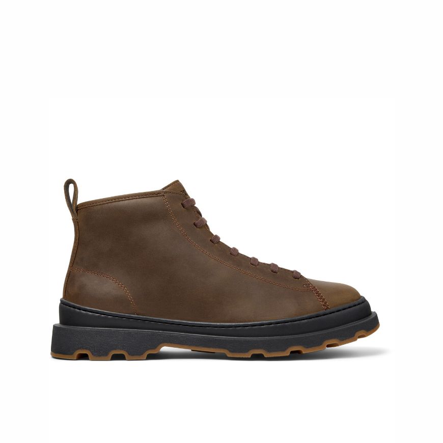 Picture of CAMPER MEN'S BRUTUS LEATHER ANKLE BOOTS IN BROWN