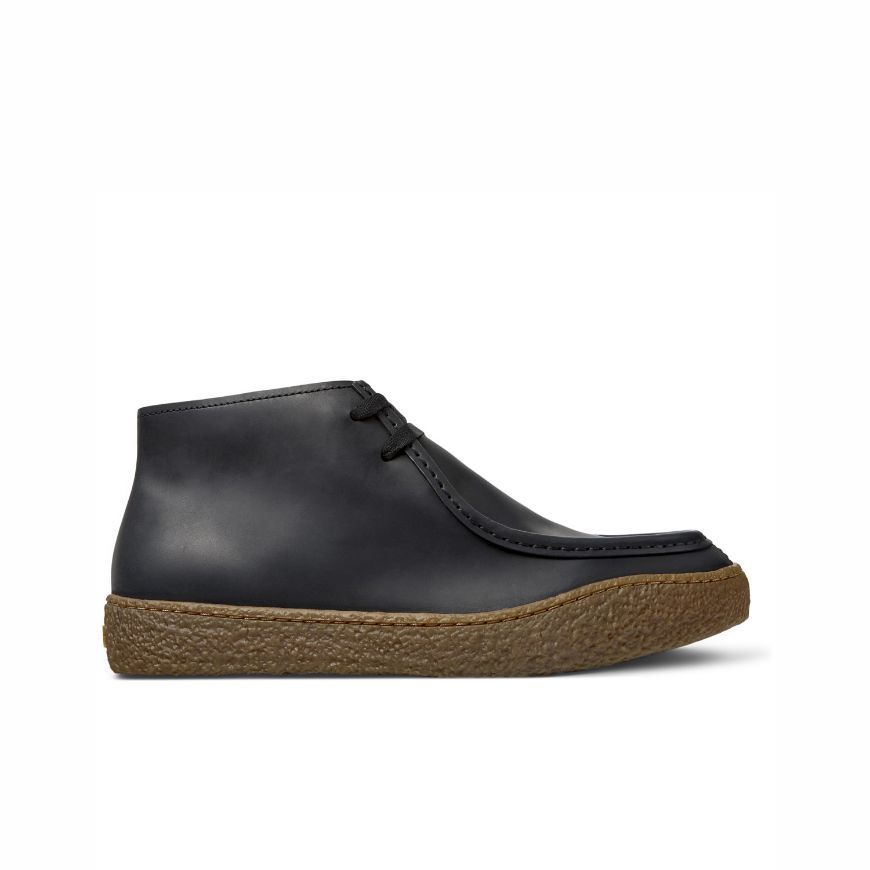 Picture of CAMPER MEN'S PEU TERRENO LEATHER ANKLE BOOTS IN BLACK