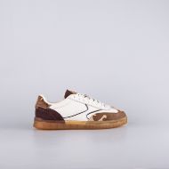 Picture of SCOTCH&SODA WOMEN'S NIXIE LEATHER SNEAKERS WITH PRINT IN BEIGE 1