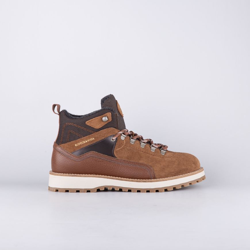Picture of SCOTCH&SODA MEN'S NEW YORK SUEDE AND LEATHER BOOTS IN BROWN