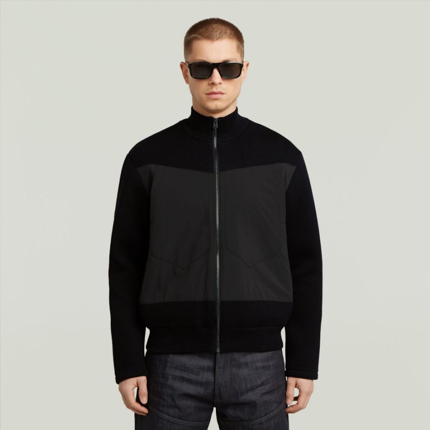 Picture of G-STAR MEN'S FABRIC MIX KNIT JACKET IN BLACK