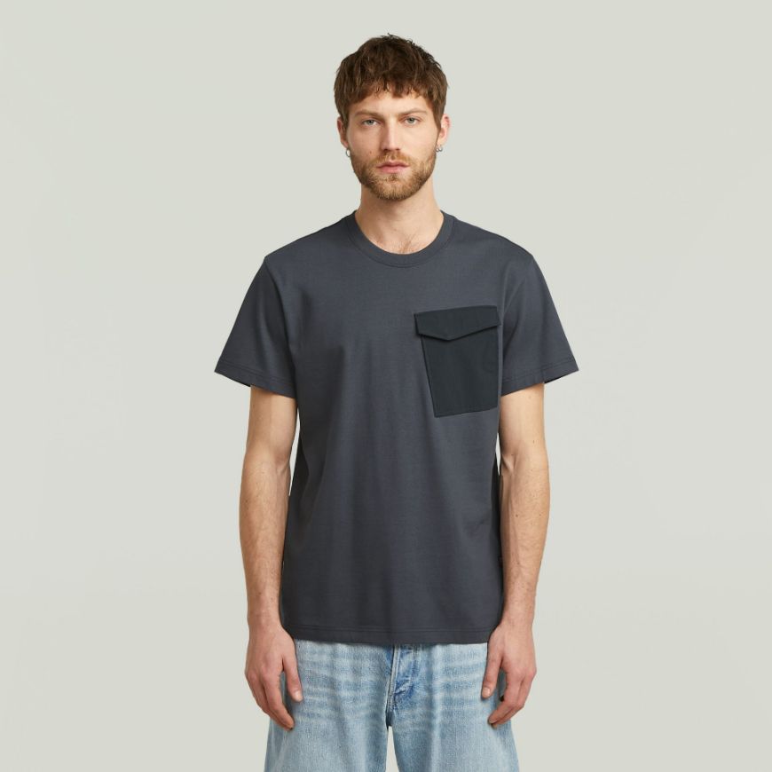 Picture of G-STAR MEN'S FABRIC MIX POCKET T-SHIRT IN DARK BLUE