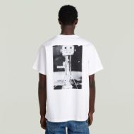 Picture of G-STAR MEN'S BACK PHOTO PRINT LOOSE T-SHIRT IN WHITE SEWING MACHINE 1