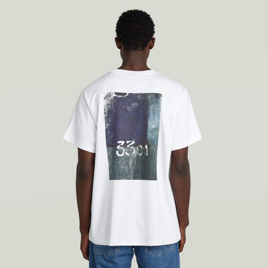 Picture of G-STAR MEN'S BACK PHOTO PRINT LOOSE T-SHIRT IN WHITE DENIM