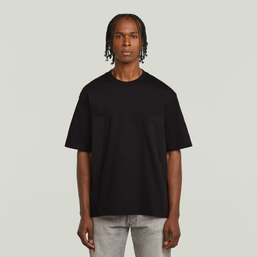 Picture of G-STAR MEN'S A LINE WOVEN MIX BOXY T-SHIRT IN BLACK