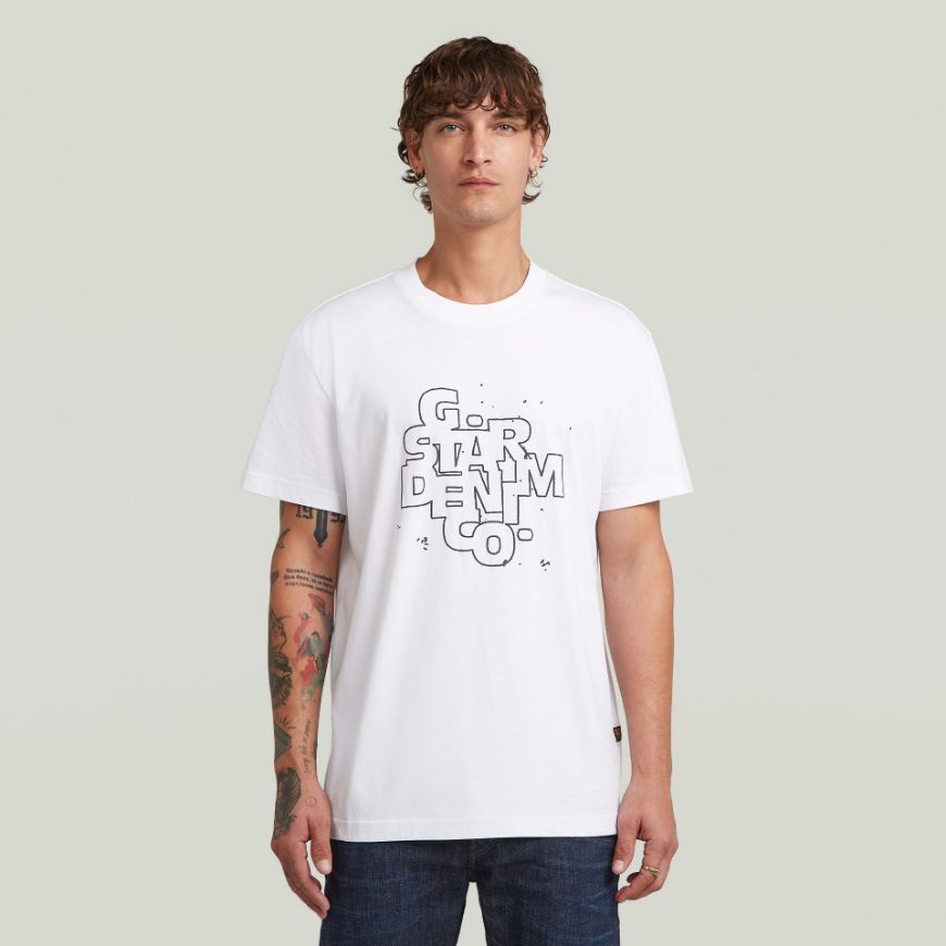 Picture of G-STAR MEN'S HD PRINT T-SHIRT IN WHITE