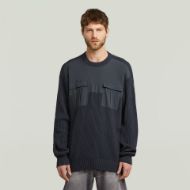 Picture of G-STAR MEN'S WOVEN MIX R KNITTED SWEATER IN DARK BLUE 1