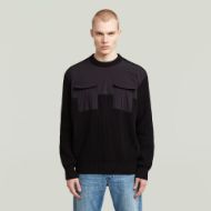 Picture of G-STAR MEN'S WOVEN MIX R KNITTED SWEATER IN BLACK 1