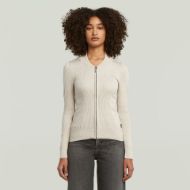 Picture of G-STAR WOMEN'S 3D BIKER KNIT SLIM FULL ZIP SWEATER IN BEIGE 1