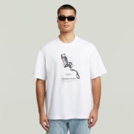 Picture of G-STAR MEN'S ARCHIVE PRINT BOXY T-SHIRT IN WHITE EMERGENCY OXYGEN 1