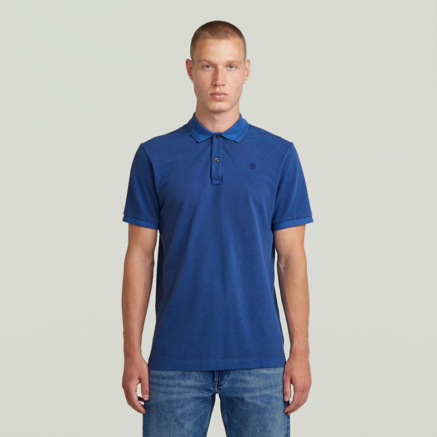 Picture of G-STAR MEN'S DUNDA OVERDYED SLIM POLO IN BLUE