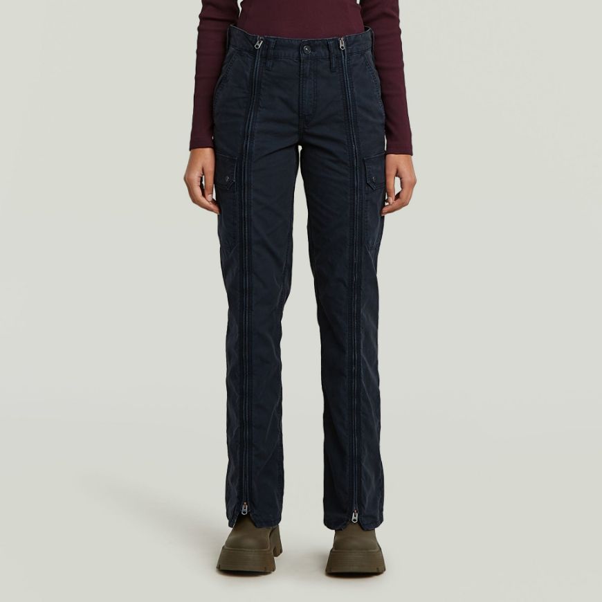Picture of G-STAR WOMEN'S EXTRA ELEVATED ZIP JUDEE PANTS IN DARK BLUE