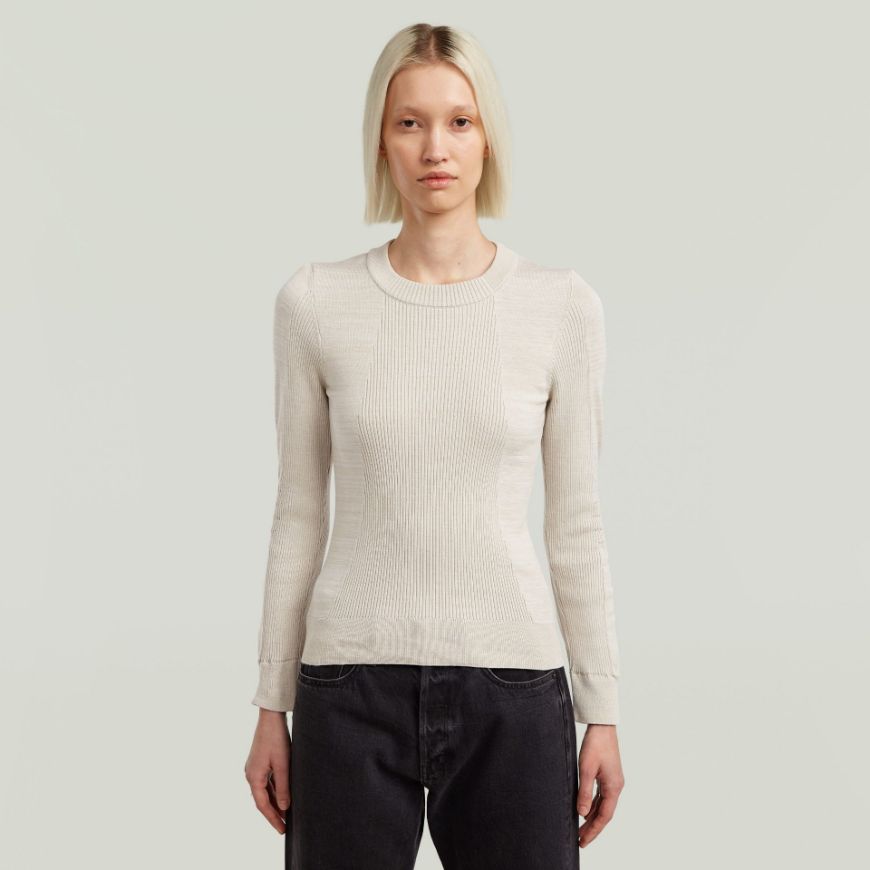 Picture of G-STAR WOMEN'S 3D BIKER KNIT SLIM R KNITTED SWEATER IN BEIGE