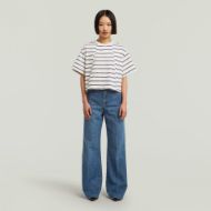 Picture of G-STAR WOMEN'S A LINE STRIPE BOXY T-SHIRT IN OSAKA BLUE/GRANITE GREEN DOUBLE STRIPE 5