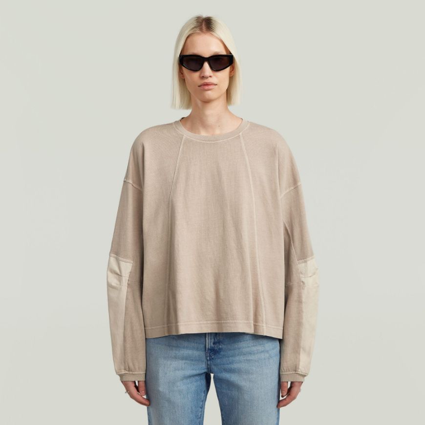 Picture of G-STAR WOMEN'S WASHED 3D MIX OVERSIZED TOP IN BEIGE