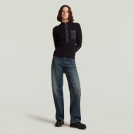 Picture of G-STAR WOMEN'S WOVEN MIX PLACKET SLIM KNITTED SWEATER IN BLACK 3