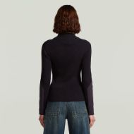 Picture of G-STAR WOMEN'S WOVEN MIX PLACKET SLIM KNITTED SWEATER IN BLACK 2