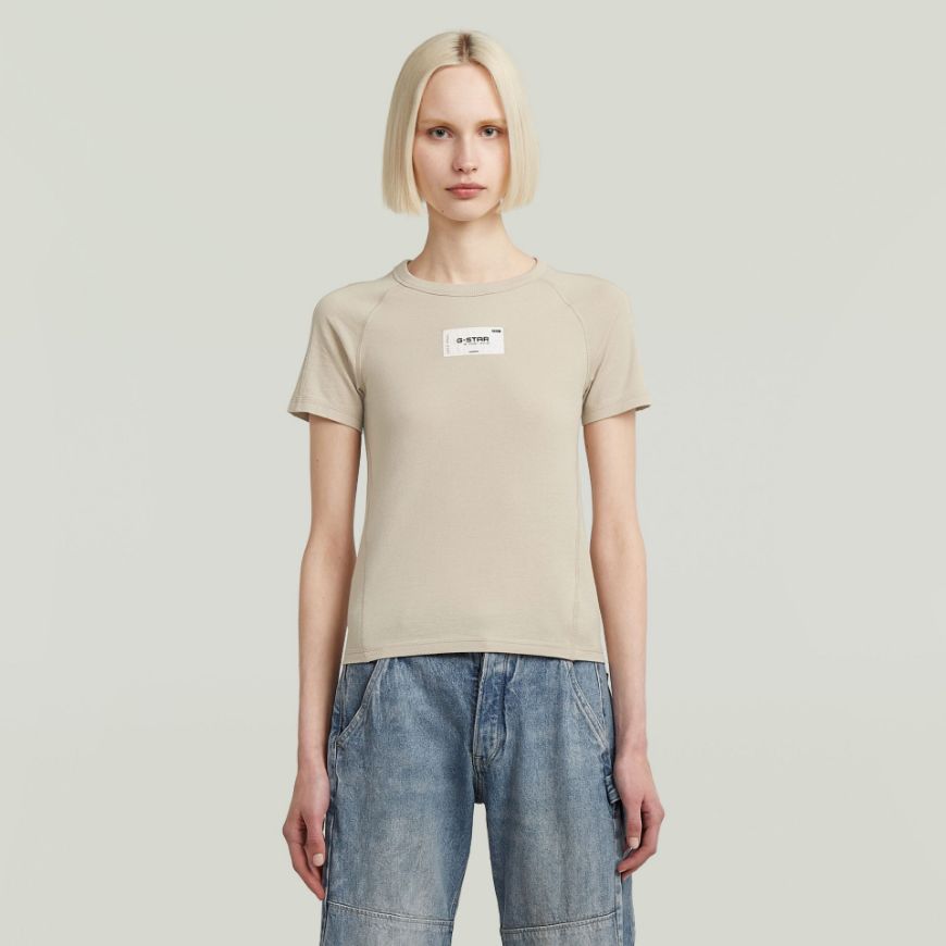 Picture of G-STAR WOMEN'S EMBRO PATCH SLIM T-SHIRT IN BEIGE