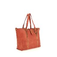 Picture of CAMPOMAGGI WOMEN'S AFRODITE LEATHER SHOPPING BAG WITH STUDS IN ORANGE 2