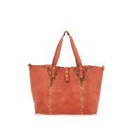 Picture of CAMPOMAGGI WOMEN'S AFRODITE LEATHER SHOPPING BAG WITH STUDS IN ORANGE 1