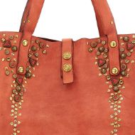 Picture of CAMPOMAGGI WOMEN'S AFRODITE LEATHER SHOPPING BAG WITH STUDS IN ORANGE 5