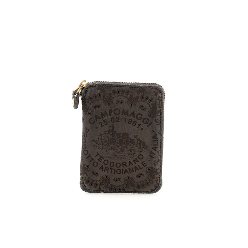 Picture of CAMPOMAGGI WOMEN'S FLORIANA LASER CUT LEATHER WALLET IN GREY