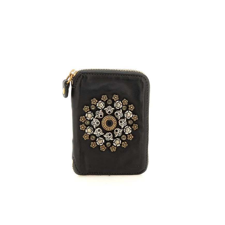 Picture of CAMPOMAGGI WOMEN'S BELLA DI NOTTE LEATHER WALLET WITH STUDS IN BLACK