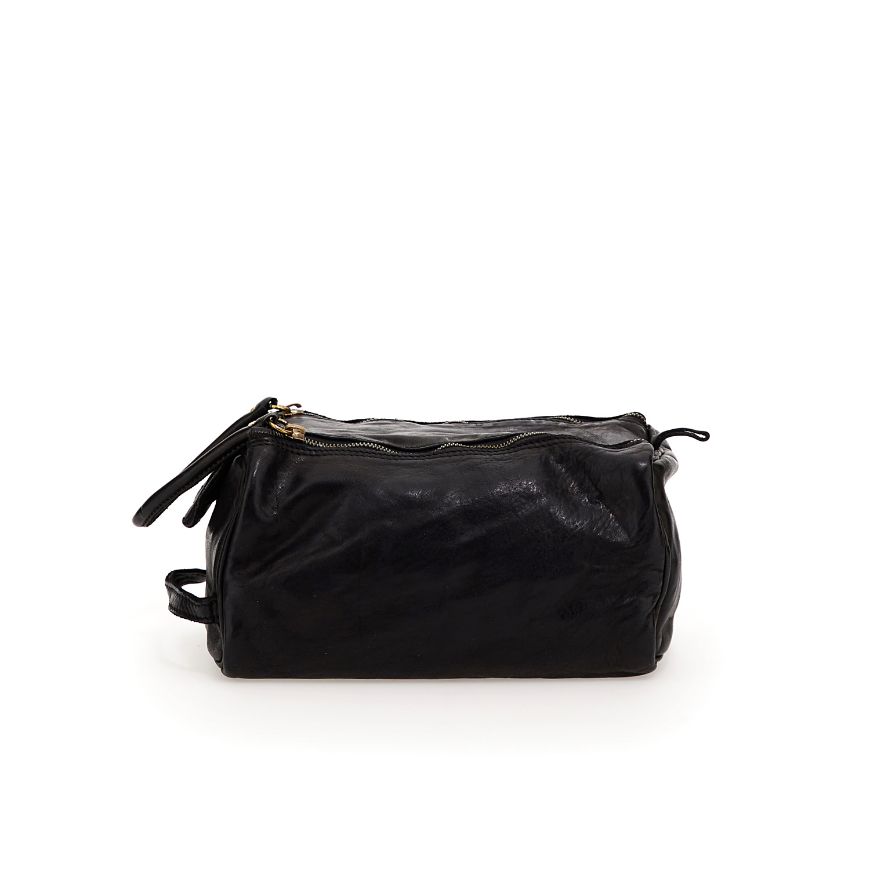 Picture of CAMPOMAGGI MEN'S SANTARCANGELO TOILETRY BAG IN BLACK LEATHER