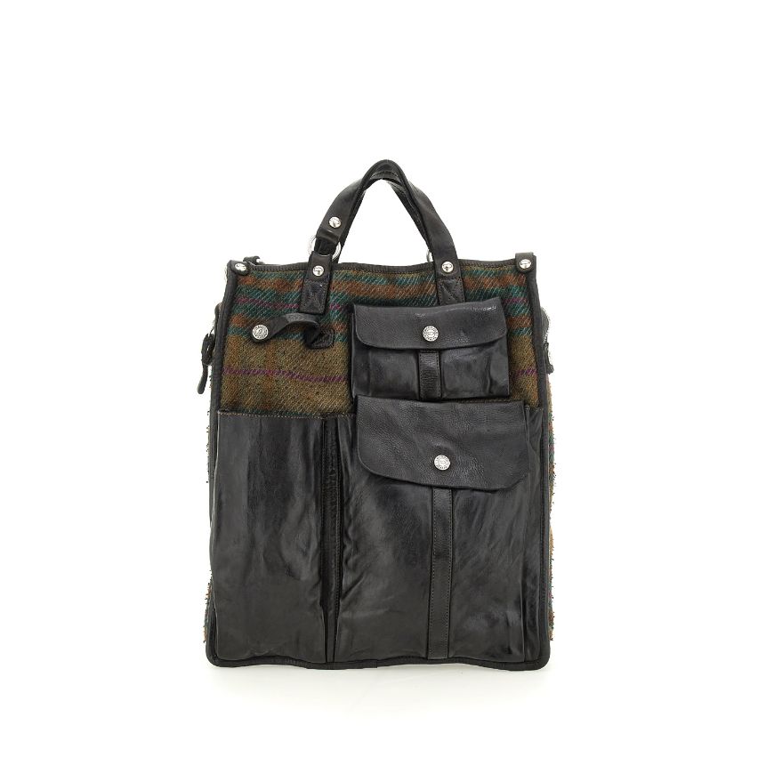 Picture of CAMPOMAGGI MEN'S MERCURIO LEATHER SHOPPING BAG IN BLACK
