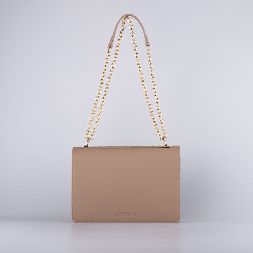 Picture of LOVE MOSCHINO WOMEN'S CHIC SHOULDER BAG WITH CHAIN IN BEIGE