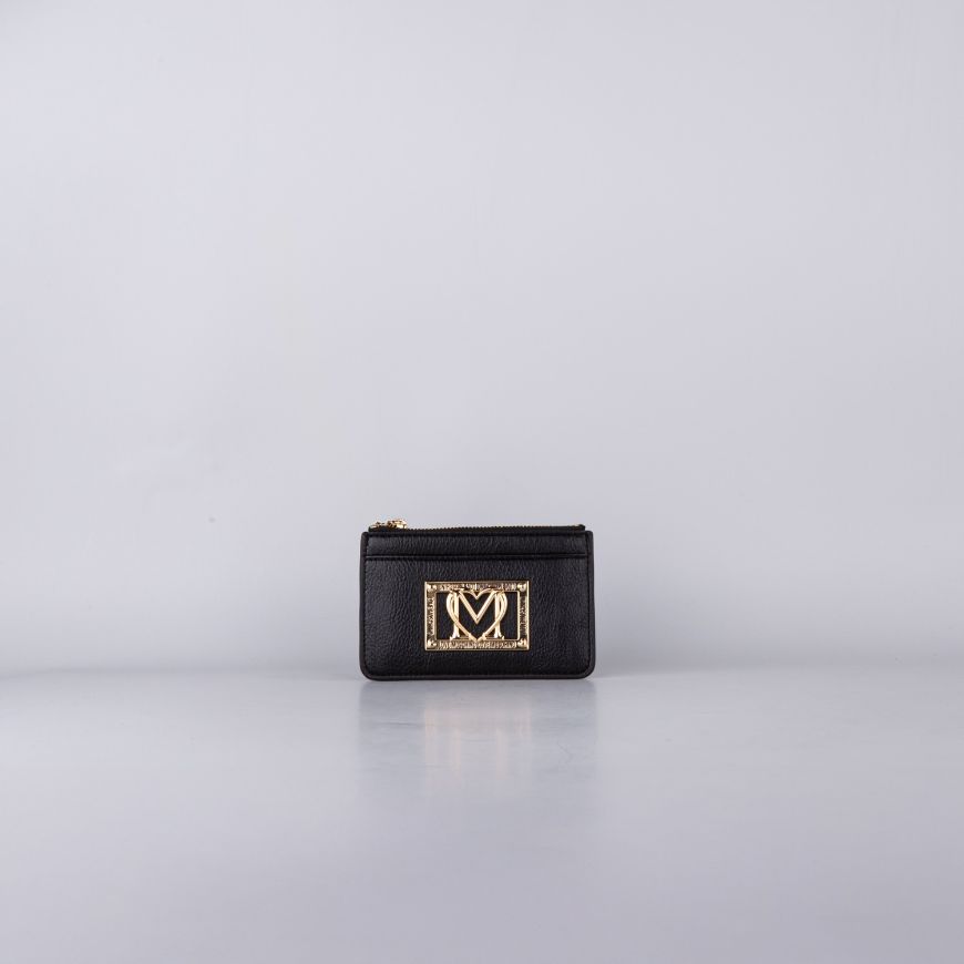 Picture of LOVE MOSCHINO WOMEN'S LOCKED IN GOLD CARDHOLDER IN BLACK
