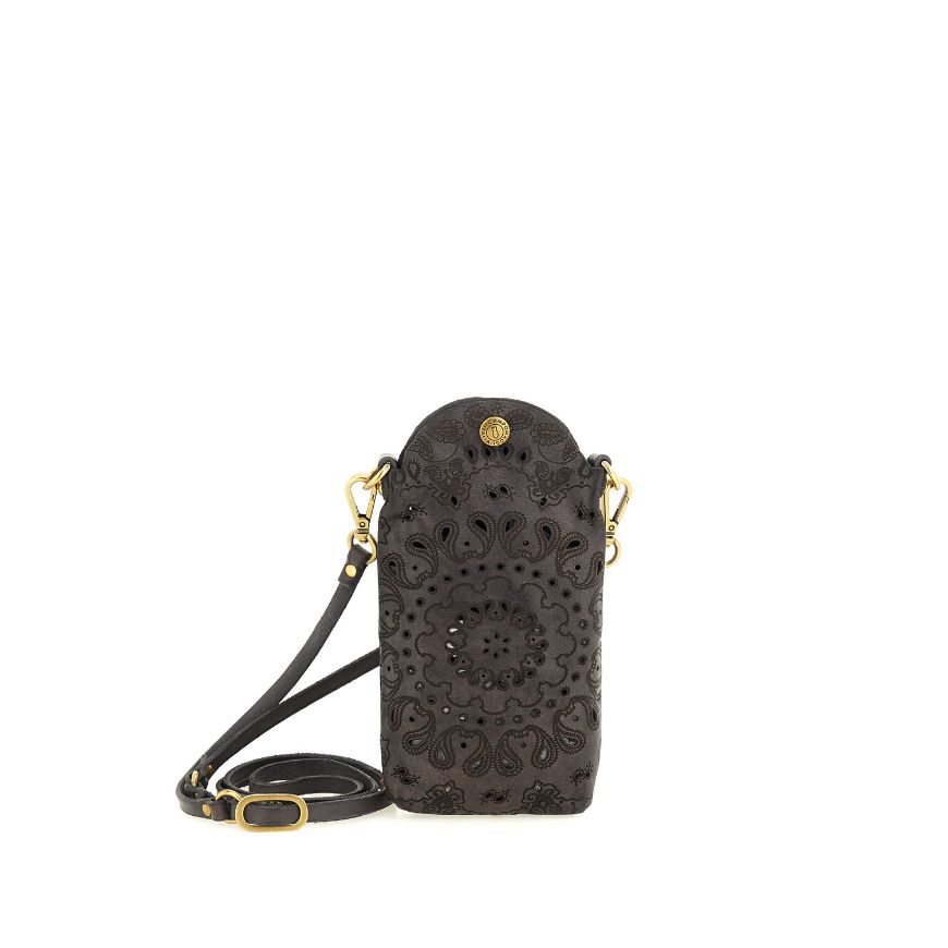 Picture of CAMPOMAGGI WOMEN'S FLORIANA LASER CUT LEATHER PHONE BAG IN GREY