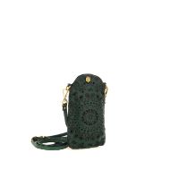 Picture of CAMPOMAGGI WOMEN'S FLORIANA LASER CUT LEATHER PHONE BAG IN GREEN 2