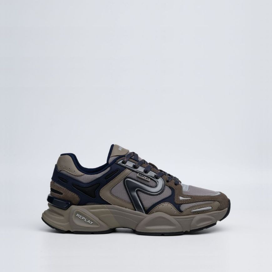 Picture of REPLAY MEN'S DESTINY M UNION SNEAKERS IN TAUPE NAVY